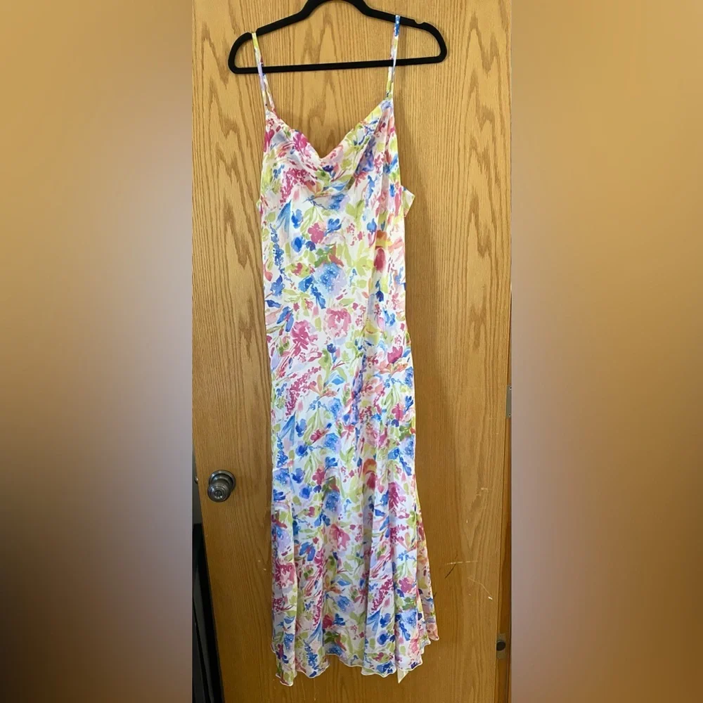 Abercrombie & Fitch Floral Cowl Neck Maxi Dress — Pink, Blue, Yellow